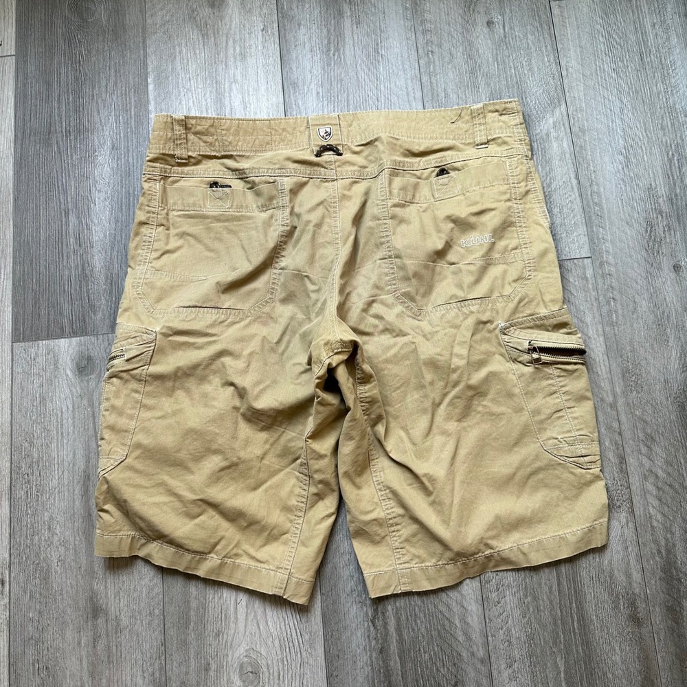 Kühl Tan Cargo Shorts Men's 36 Hiking Outdoor Zip Pockets
